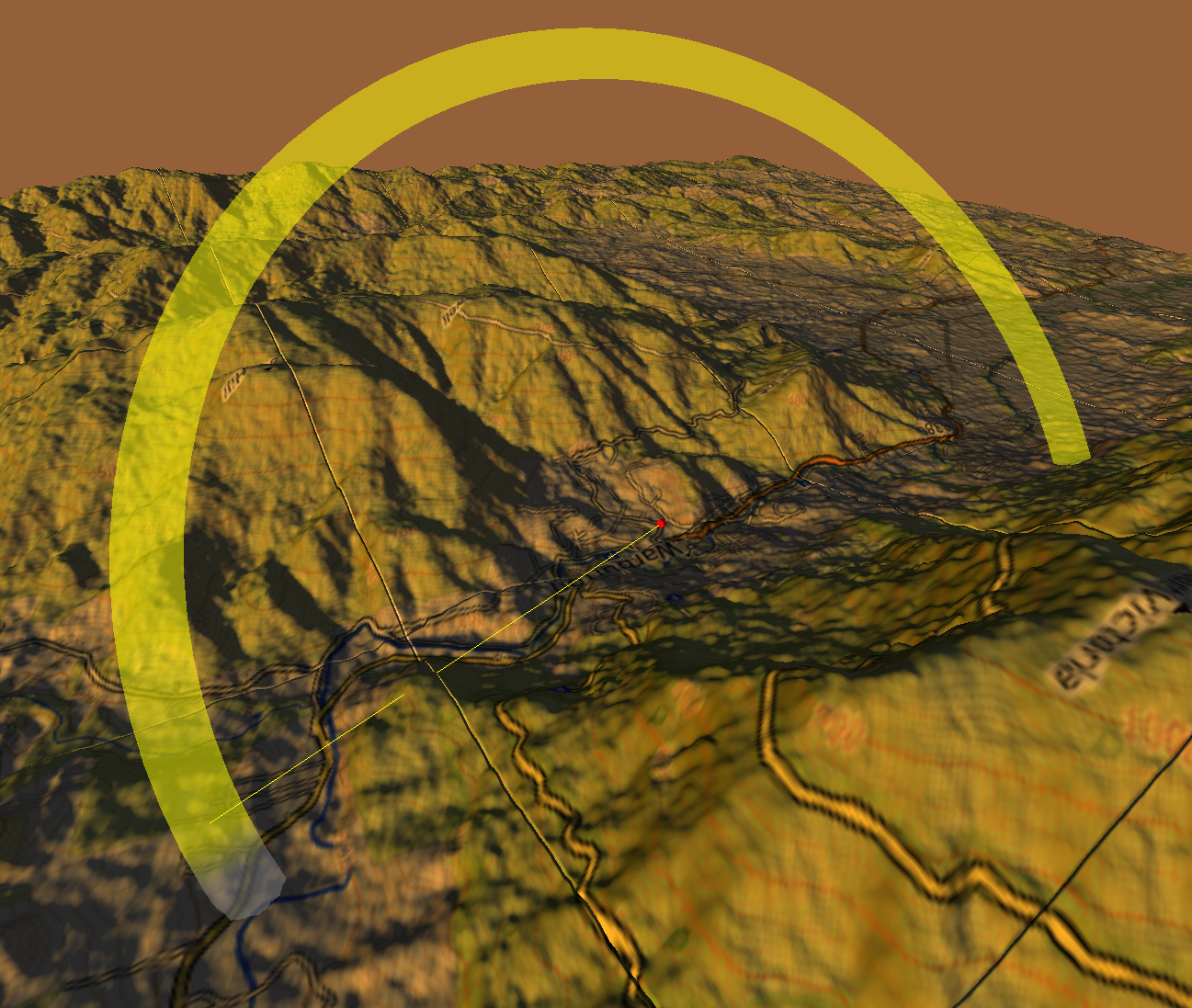 Peakylight Main Interface Peakylight main interface showing a 3D terrain map with shadow casting