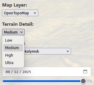 Demonstration of different map layers in Peakylight